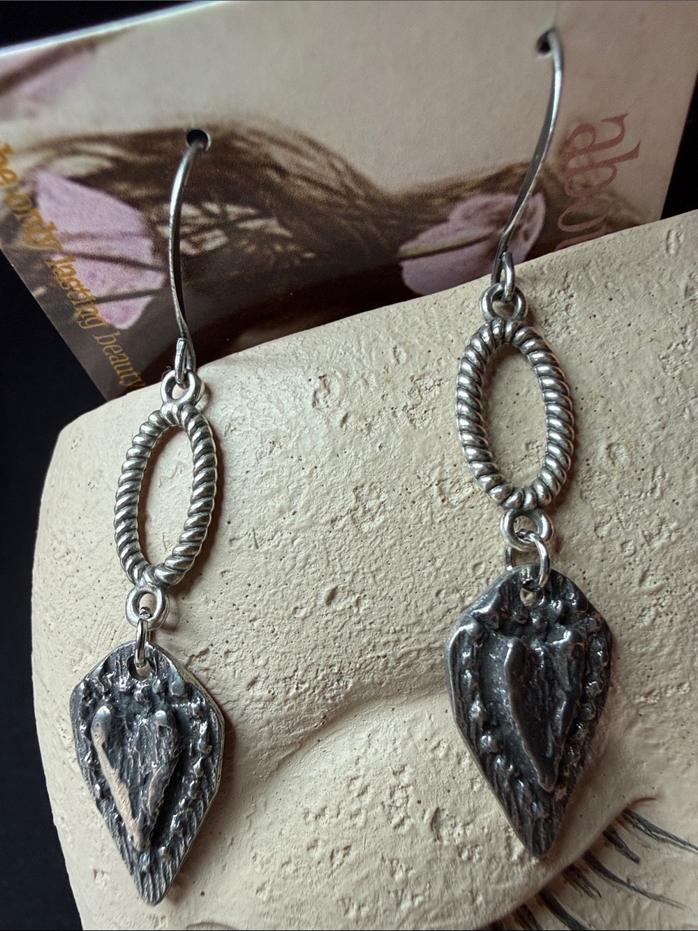 Sterling Silver-Tone Leaf Drop Earrings - Silver